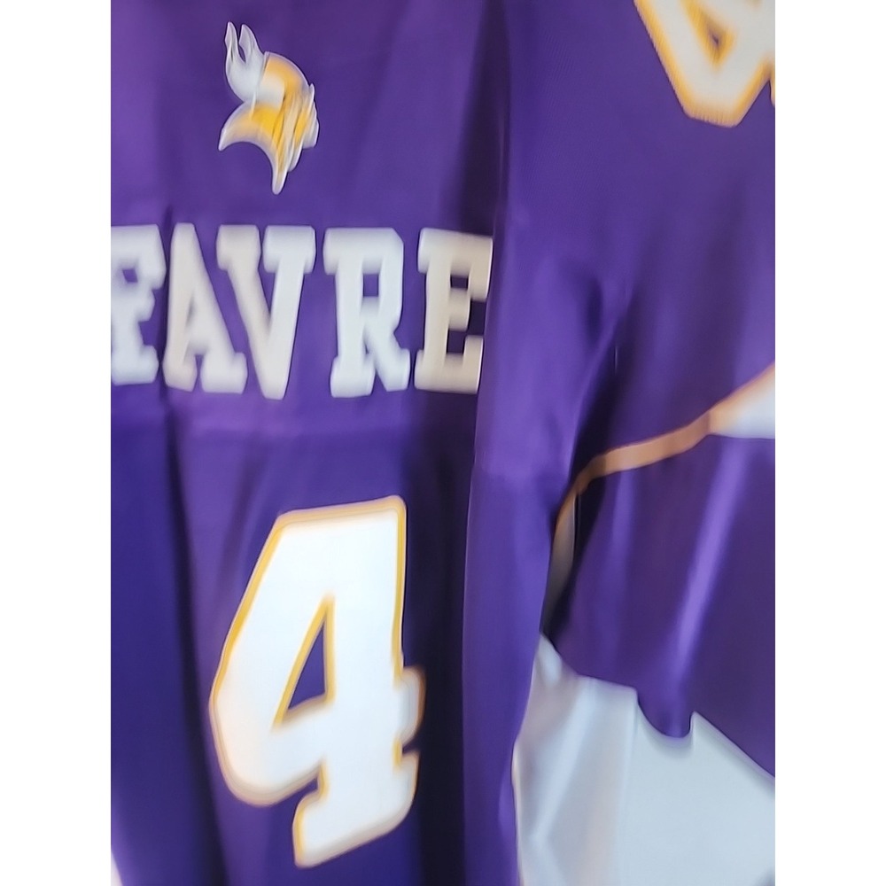 Reebok Brett Farve Minnesota Vikings Jersey #4 Purple Mens Large +2 Length - Picture 10 of 10